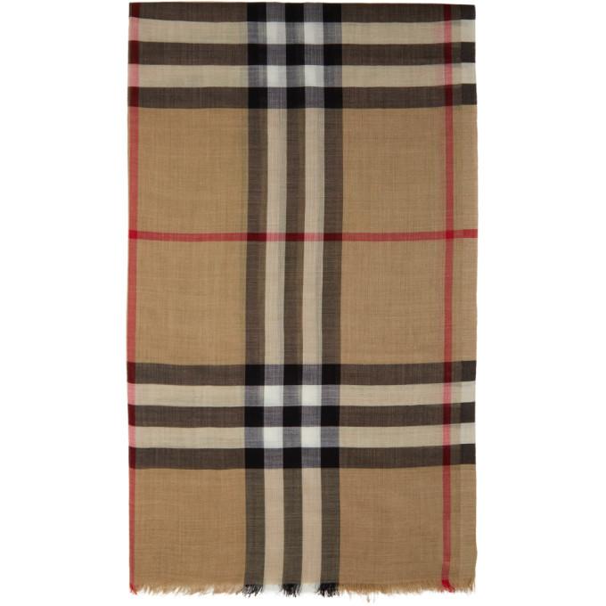 Burberry Beige Gauze Giant Check Scarf