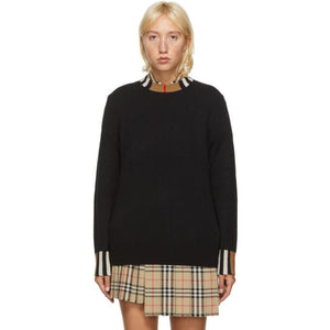 Burberry Black Cashmere Icon Stripe Sweater