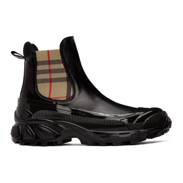 Burberry Black Coated Canvas Chelsea Boots
