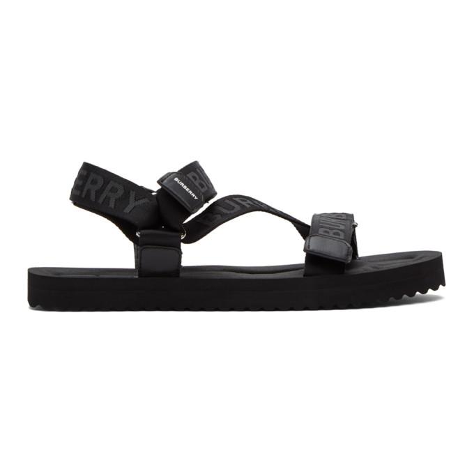 Burberry Black Jacquard Logo Sandals