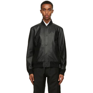 Burberry Black Lambskin Bomber Jacket