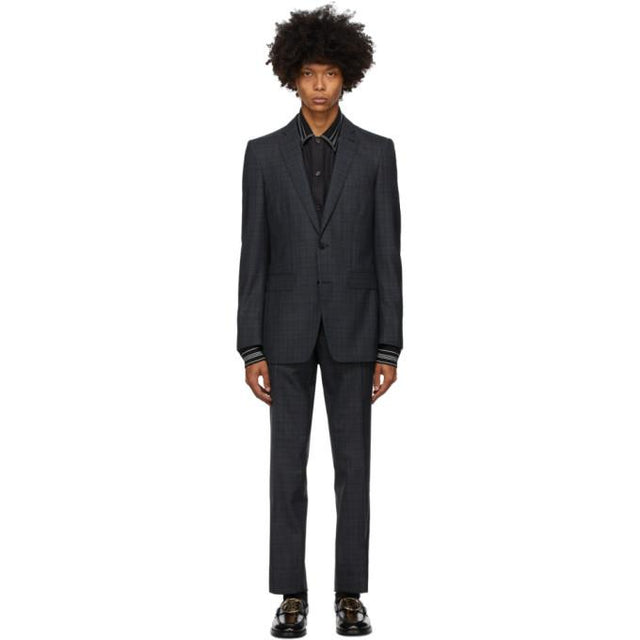 Burberry Blue Checkered English Suit