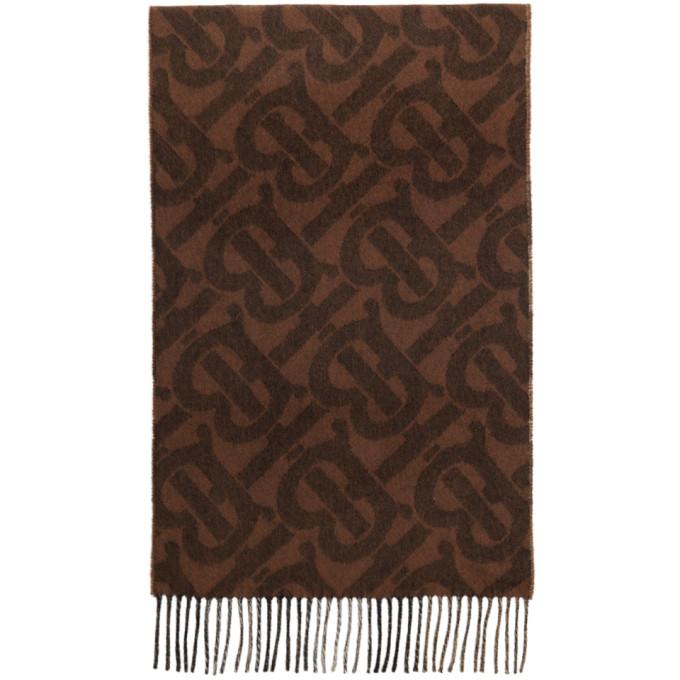 Burberry Brown Cashmere TB Mega Check Scarf