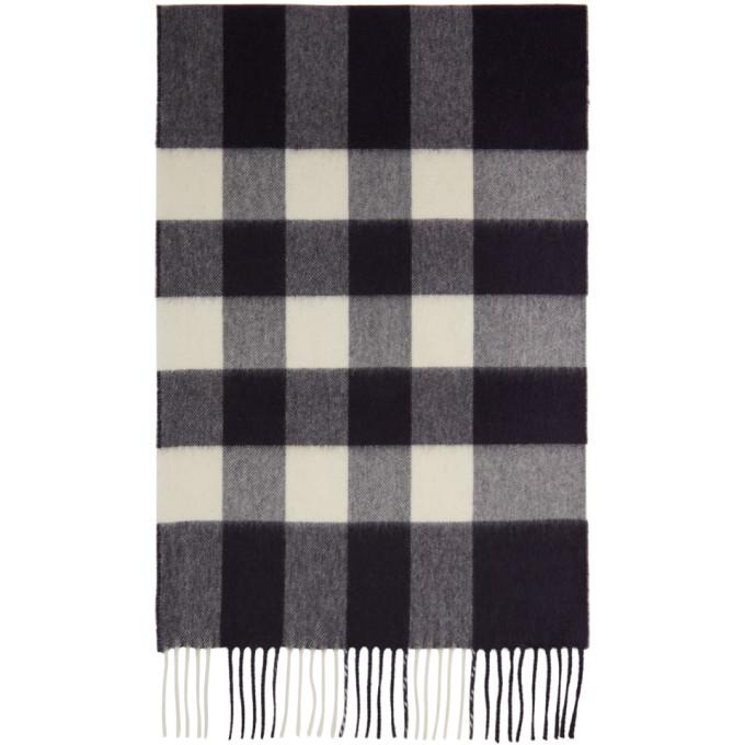 Burberry Navy Cashmere Mega Check Scarf