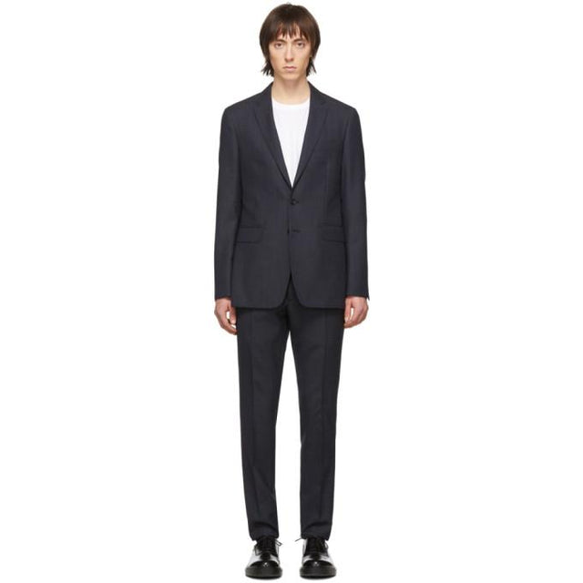 Burberry Navy Wool Pattern Suit