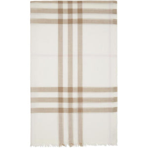 Burberry Off-White and Pink Gauze Giant Check Scarf