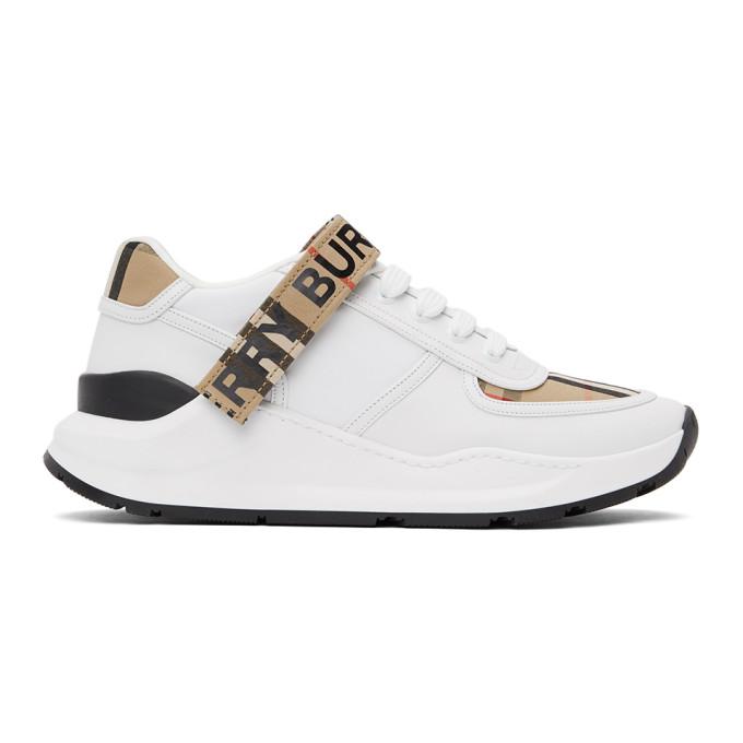 Burberry White and Beige Ronnie M Sneakers