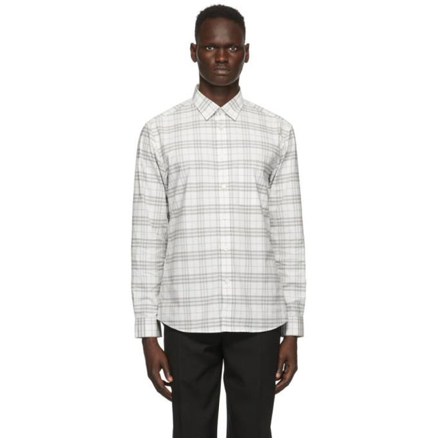 Burberry White and Grey Check Simpson Shirt