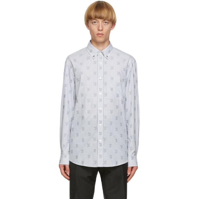 Burberry White and Navy Monogram Cuttler Shirt