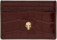 Alexander McQueen Burgundy Croc Skull Card Holder - Alexander McQueen Bourgogne Croco Croc Card Titulaire - Alexander McQueen Burgundy Croc 해골 카드 홀더