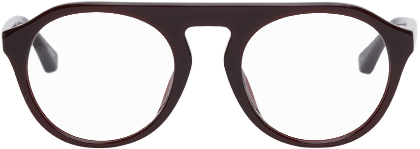 Dries Van Noten Burgundy Linda Farrow Edition Round Glasses