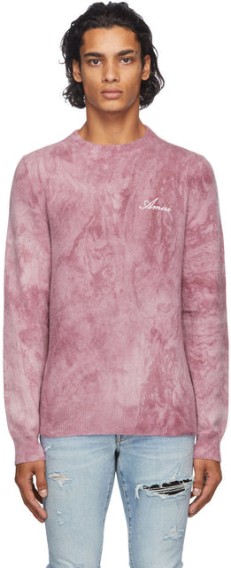 AMIRI Burgundy Tie-Dye Marble Sweater - Amiri Burgundy Tie-Dye Sweater - 아미리 부르고뉴 넥타이 염료 대리석 스웨터