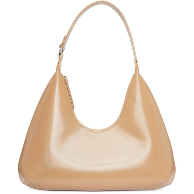 BY FAR Beige Patent Amber Shoulder Bag