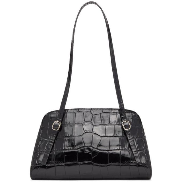 BY FAR Black Croc Lora Bag