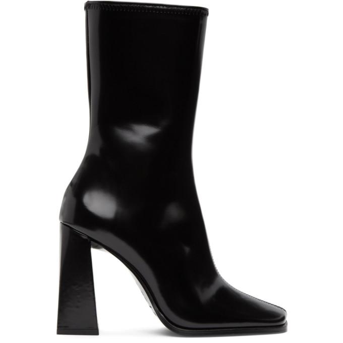 BY FAR Black Semi-Patent Linda Heeled Boots
