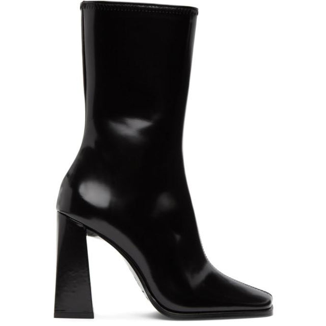 BY FAR Black Semi-Patent Linda Heeled Boots