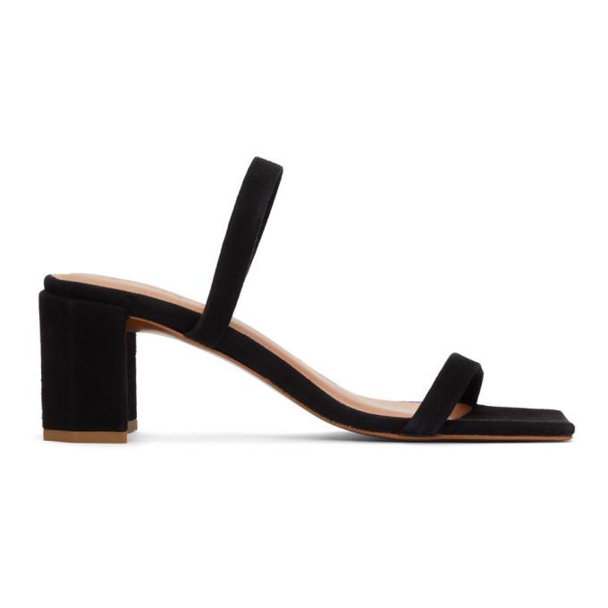 BY FAR Black Suede Tanya Sandals