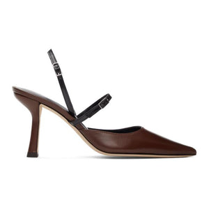 BY FAR Brown and Black Nappa Tiffany Slingback Heels BlackSkinny