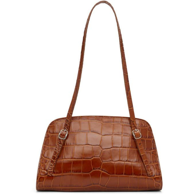 BY FAR Brown Croc Lora Bag