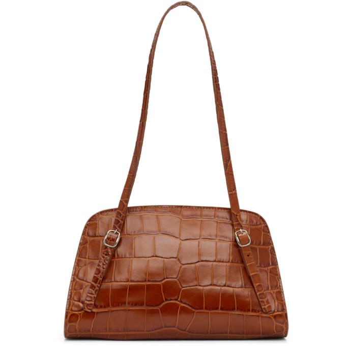 BY FAR Brown Croc Lora Bag