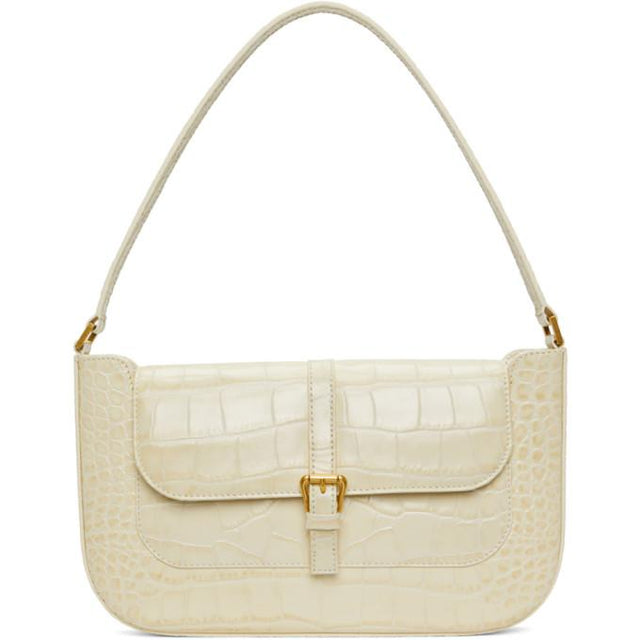 BY FAR Off-White Croc Miranda Shoulder Bag