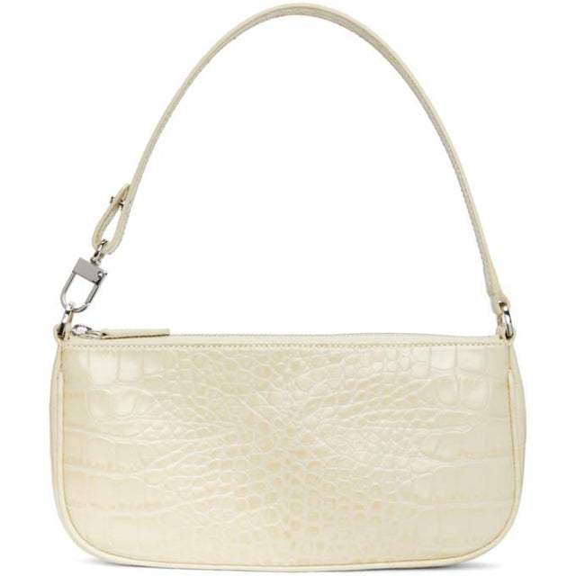 BY FAR Off-White Croc Rachel Shoulder Bag