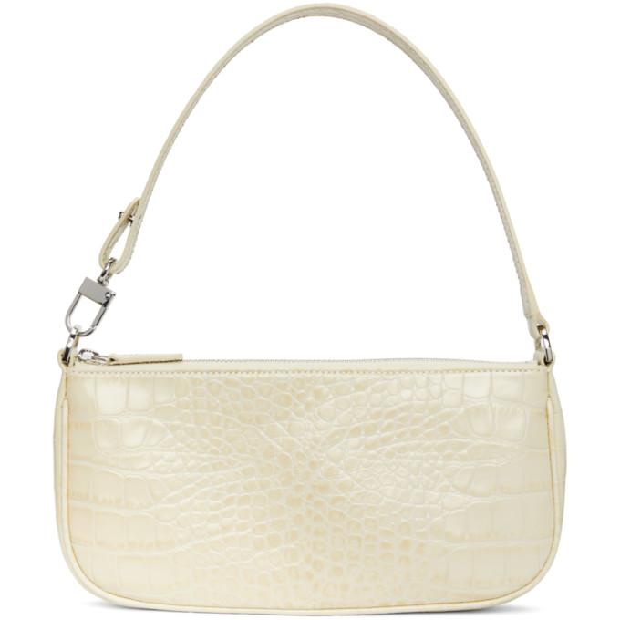 BY FAR Off-White Croc Rachel Shoulder Bag