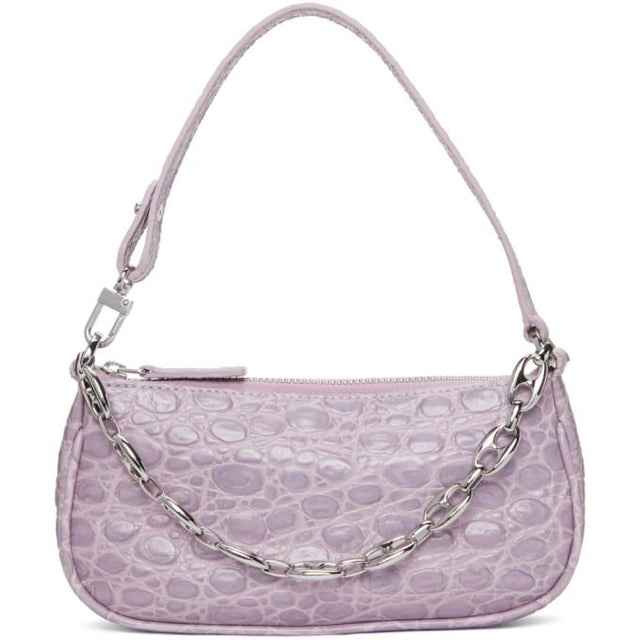 BY FAR Purple Croc Mini Rachel Bag