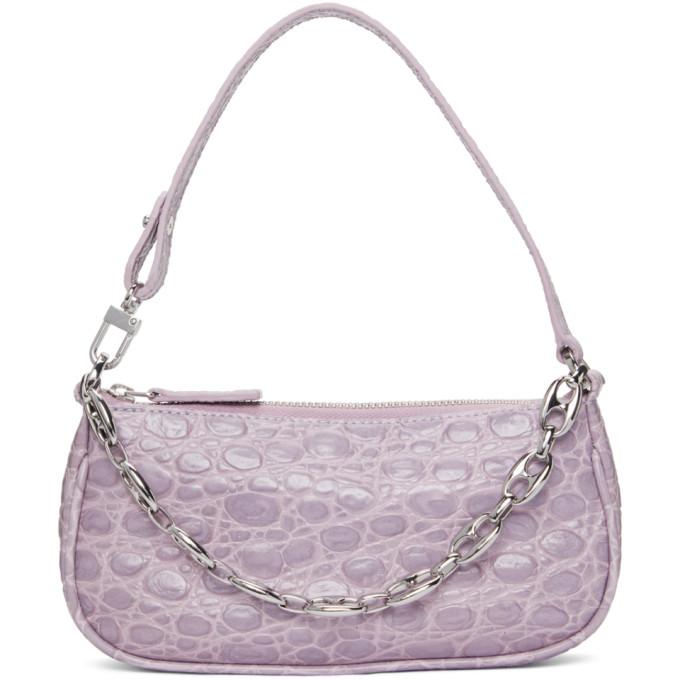 BY FAR Purple Croc Mini Rachel Bag