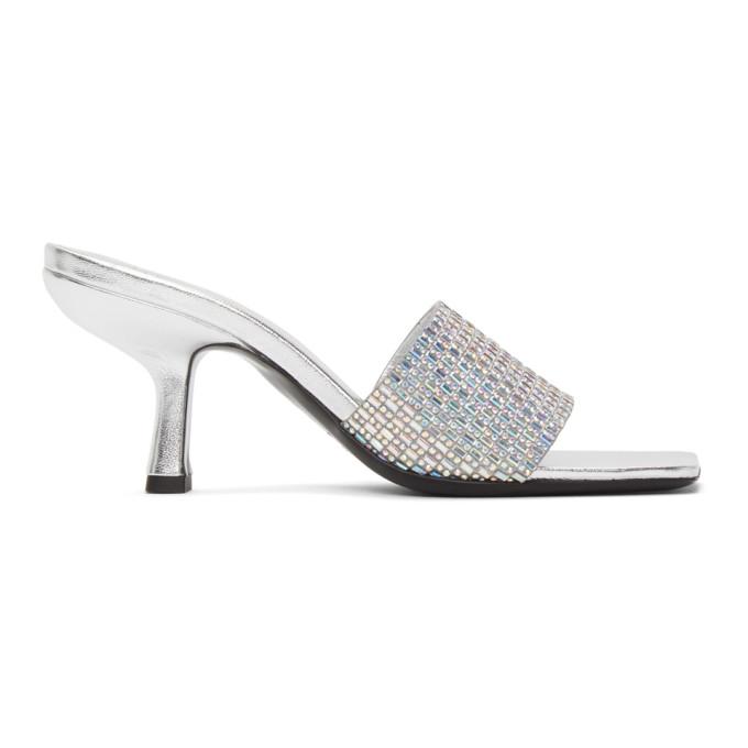 BY FAR Silver Dylan Heeled Sandals