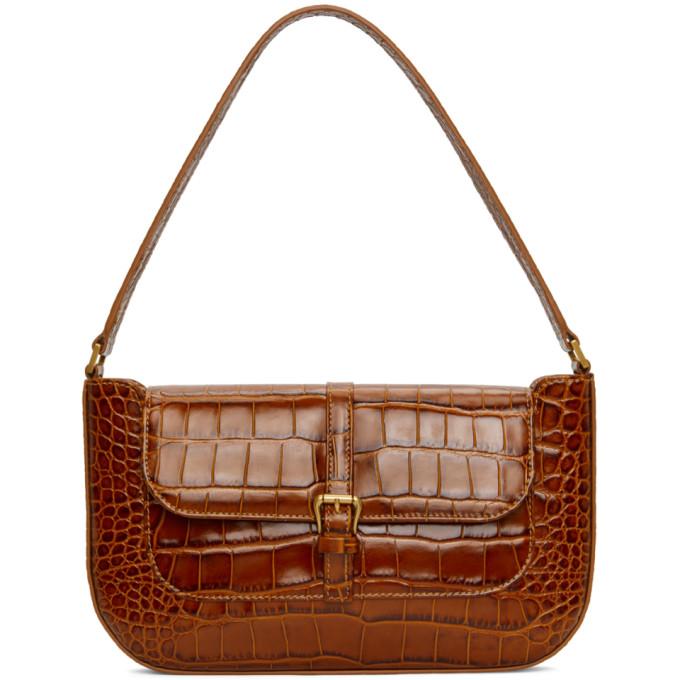 BY FAR Tan Croc Miranda Shoulder Bag