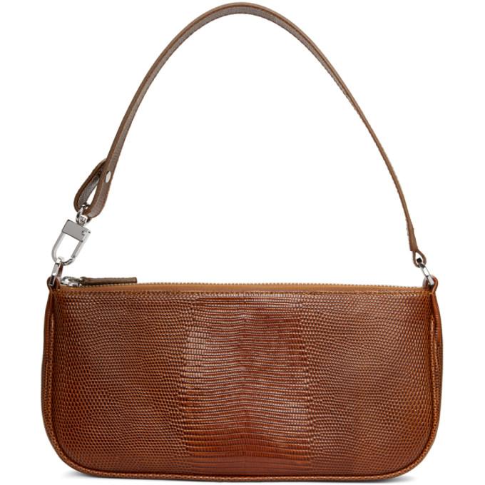 BY FAR Tan Lizard Rachel Shoulder Bag