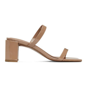 BY FAR Tan Patent Tanya Heeled Sandals