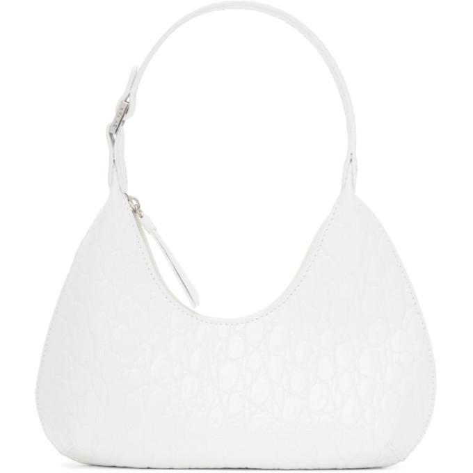 BY FAR White Croc Baby Amber Shoulder Bag