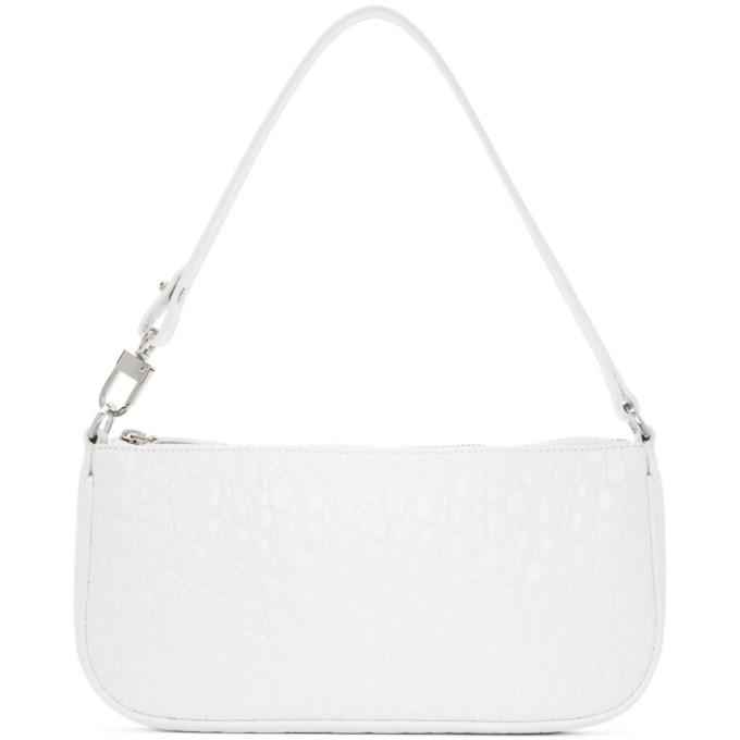 BY FAR White Croc Rachel Bag