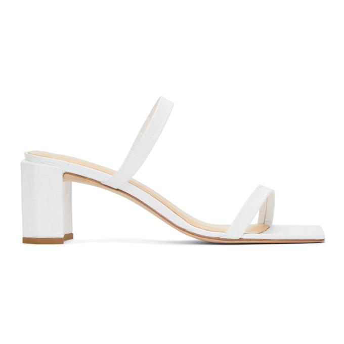 BY FAR White Croc Tanya Heeled Sandals BlackSkinny