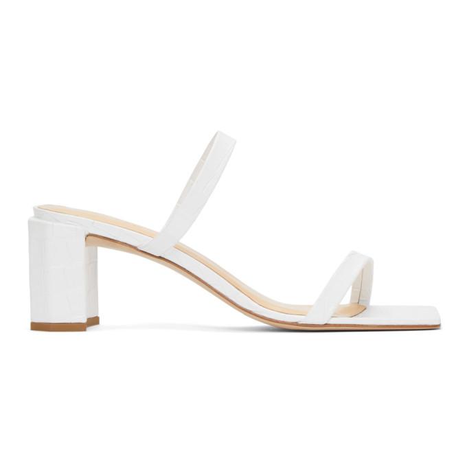 BY FAR White Croc Tanya Heeled Sandals