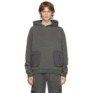 C2H4 Grey Distressed Sculpture Print Hoodie