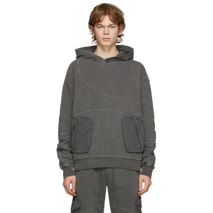 C2H4 Grey Distressed Sculpture Print Hoodie