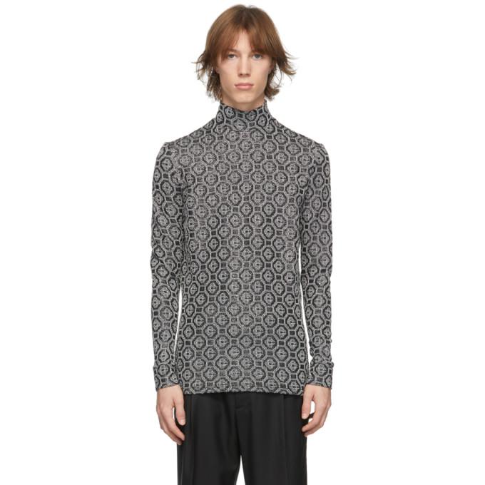 Casablanca Black and Silver Lurex Monogram Turtleneck