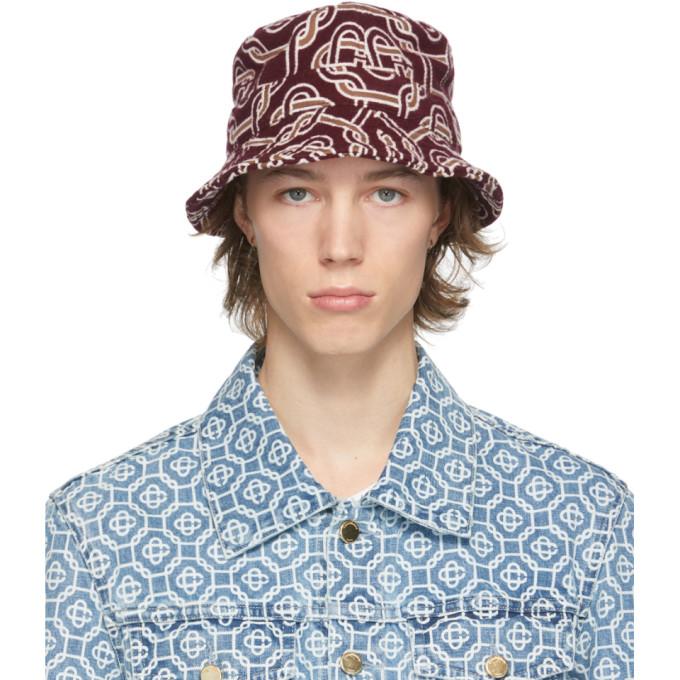 Casablanca Burgundy Wool Monogram Bucket Hat