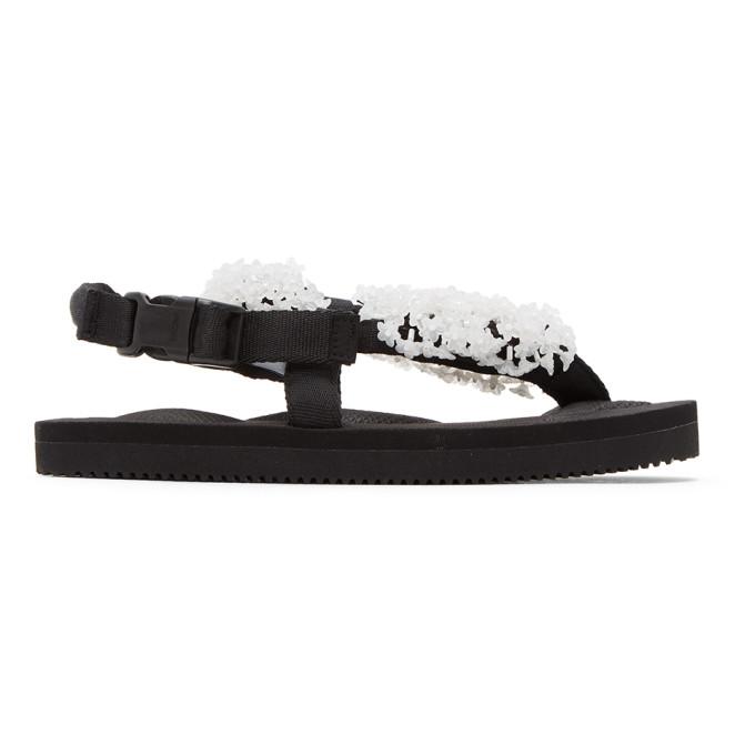 Cecilie Bahnsen Black and White Suicoke Edition Floral Sandal