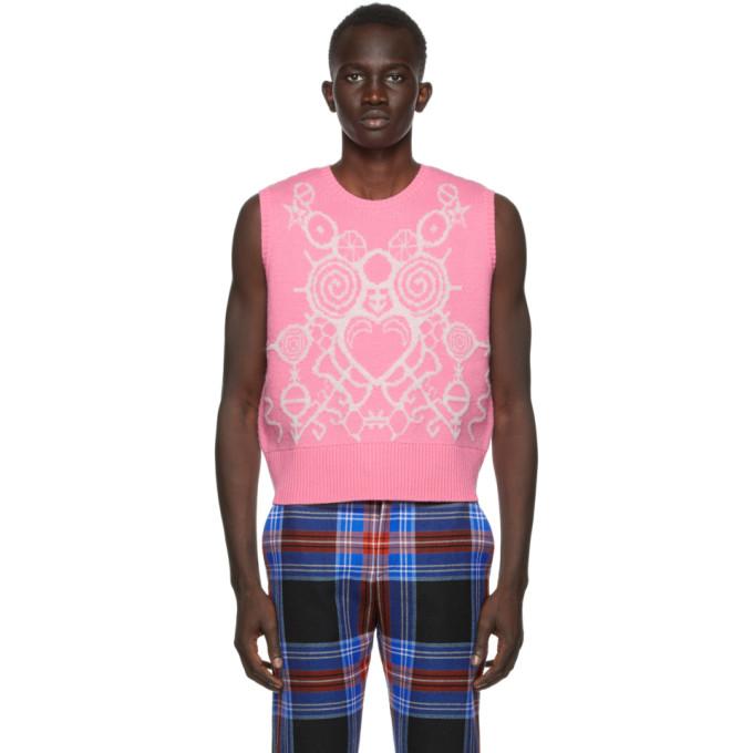 Charles Jeffrey Loverboy SSENSE Exclusive Pink and White Pict Vest