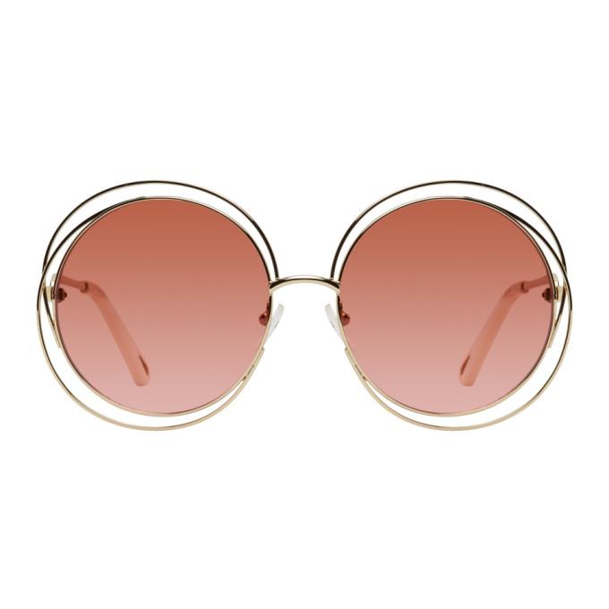 Chloe Gold and Pink Circular Spiralling Sunglasses