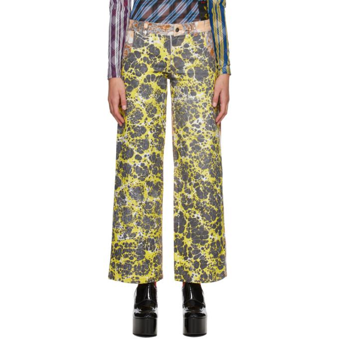 Chopova Lowena Yellow and Brown Ebrulee Jeans