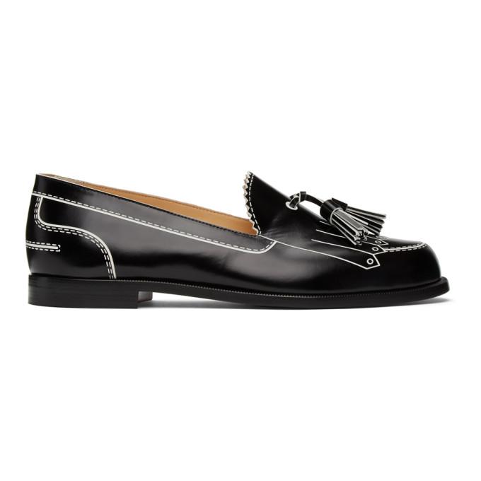 Christian Louboutin Black and White Trompinetta Loafers