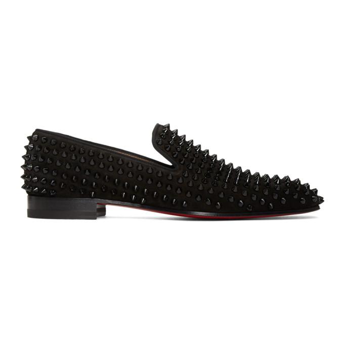 Christian Louboutin Black Suede Spikes Dandelion Loafers