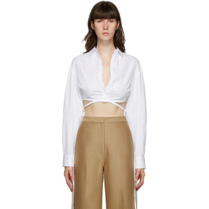 Christopher Esber White Crop Tie Shirt