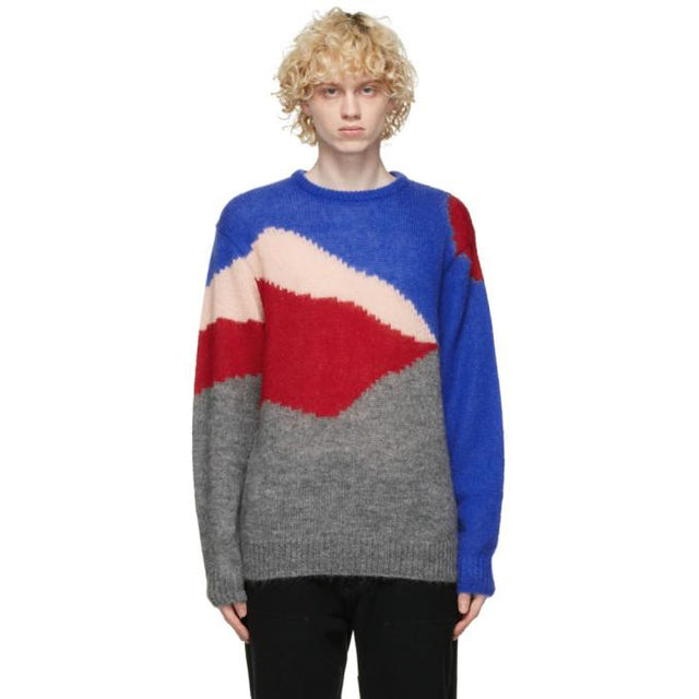 Clot Blue and Grey Mohair and Wool Sweater