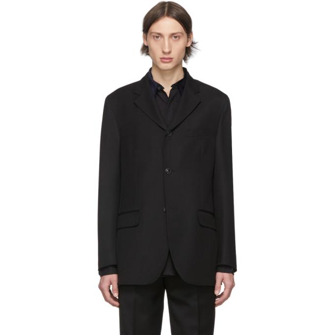 Cobra S.C. Black Wool Calvay Three-Button Blazer